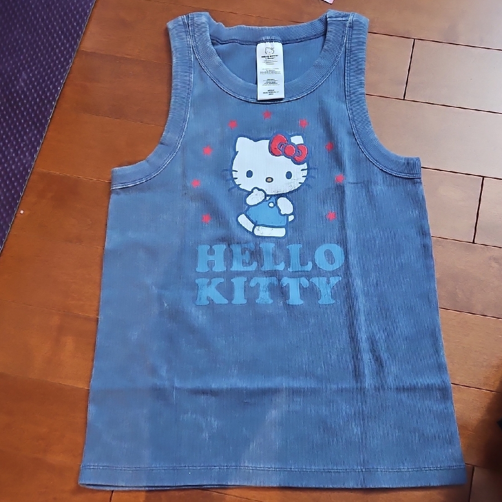 Nwt Women Hello Kitty Denim Blue Tank